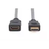 Cabo de extensão HDMI High Speed DIGITUS, tipo A M/F, 3 m com Ethernet, Ultra HD 24p, dourado preto