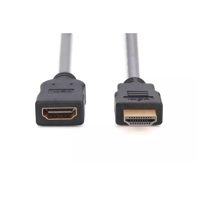 Cabo de extensão HDMI High Speed DIGITUS, tipo A M/F, 3 m com Ethernet, Ultra HD 24p, dourado preto