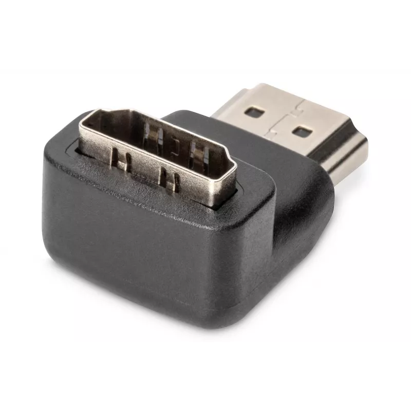 Adaptador HDMI DIGITUS, tipo A, 90° angular M/F, Ultra HD 60p, preto dourado