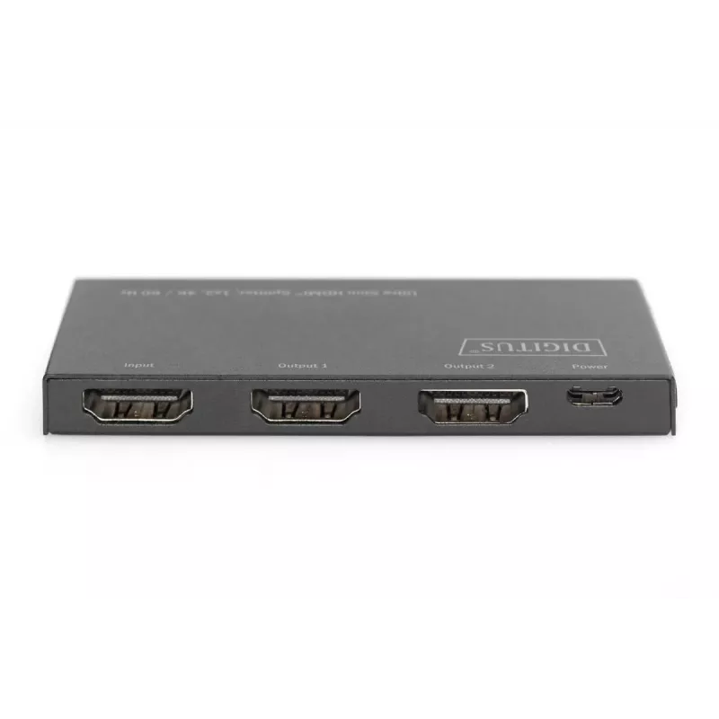 Splitter HDMI ultra fino DIGITUS, 1x2, 4K/60Hz HDR, HDCP 2.2, 18 Gbps, alimentação Micro-USB