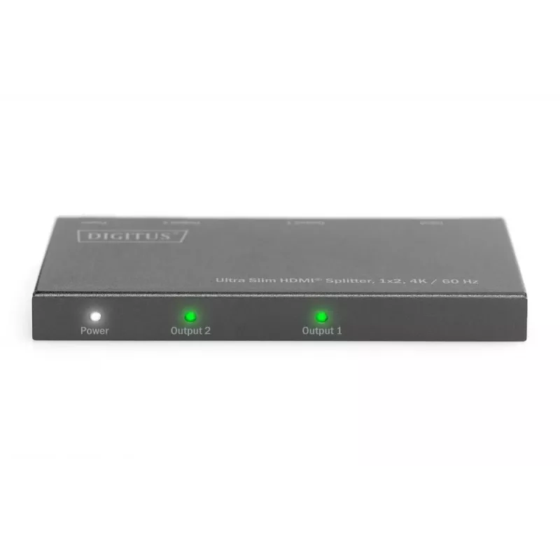 Splitter HDMI ultra fino DIGITUS, 1x2, 4K/60Hz HDR, HDCP 2.2, 18 Gbps, alimentação Micro-USB