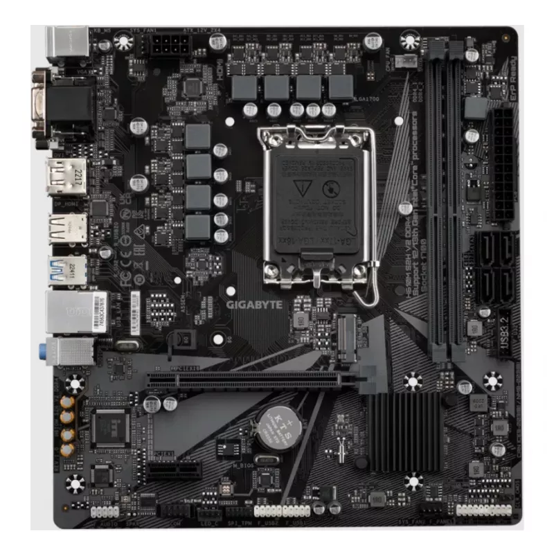 Motherboard GIGABYTE H610M S2H V2 DDR4 - suporta CPUs Intel Core 14.ª geração, VRM digital híbrido 6+1+1 fases, até 3200MHz DDR4 (OC), 1xPCIe 3.0 M.2, GbE LAN, USB 3.2 Gen 1