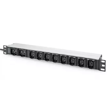 DIGITUS 1U PDU de alumínio montável em rack 8x C13 2x C19 16A 230VAC 50/60Hz ficha IEC C20