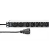 DIGITUS 1U PDU de alumínio montável em rack 8x C13 2x C19 16A 230VAC 50/60Hz ficha IEC C20