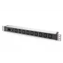 DIGITUS 1U PDU de alumínio montável em rack 9x C13 10A 230VAC 50/60Hz entrada IEC C14 fusível 10A