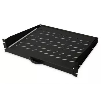Prateleira extraível DIGITUS 2U para armários a partir de 450 mm de profundidade 88x483x352 mm, até 30 kg, preto (RAL 9005)