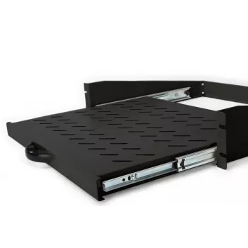 Prateleira extraível DIGITUS 2U para armários a partir de 450 mm de profundidade 88x483x352 mm, até 30 kg, preto (RAL 9005)