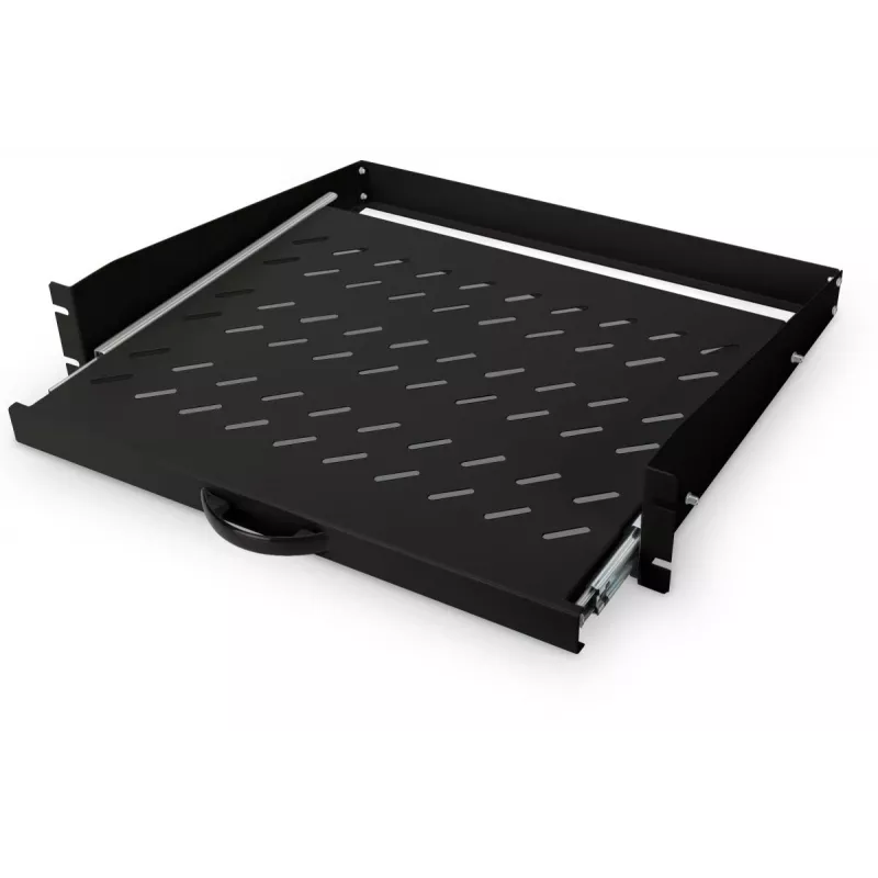 Prateleira extraível DIGITUS 2U para armários a partir de 450 mm de profundidade 88x483x352 mm, até 30 kg, preto (RAL 9005)