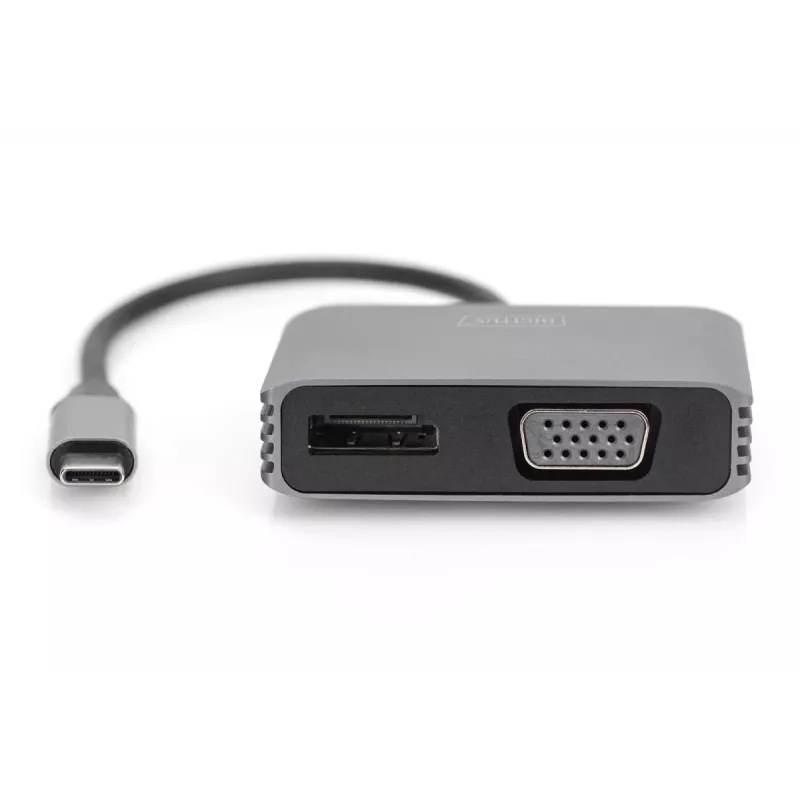 Adaptador gráfico DIGITUS USB Type-C 4K 2-em-1 DisplayPort + VGA