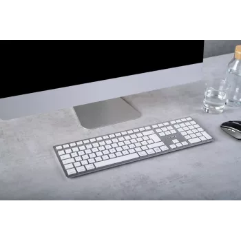 Teclado CHERRY KW 9100 fino FOR MAC universal USB + Bluetooth QWERTZ alemão prateado