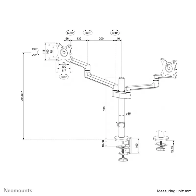 Neomounts DS60-425WH2 Suporte de monitor 17-27
