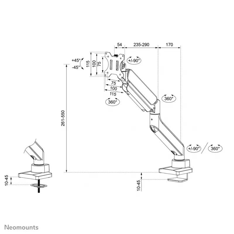 Neomounts DS70PLUS-450WH1 Suporte de monitor 17-49