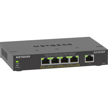 NETGEAR Switch 5 portas Gigabit Ethernet PoE+ Plus (GS305EP) Managed L2/L3 Gigabit Ethernet (10/100/1000) Power over Ethernet (PoE) Preto
