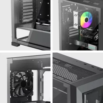 Caixa PC Miditower XILENCE XG151 – preta, suporta ATX/Micro-ATX/Mini-ITX, fonte de alimentação inferior, 2x 3,5 polegadas + 4x 2,5 polegadas baías