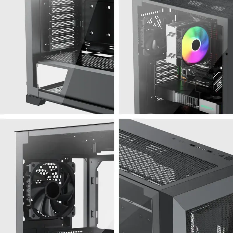 Caixa PC Miditower XILENCE XG151 – preta, suporta ATX/Micro-ATX/Mini-ITX, fonte de alimentação inferior, 2x 3,5 polegadas + 4x 2,5 polegadas baías