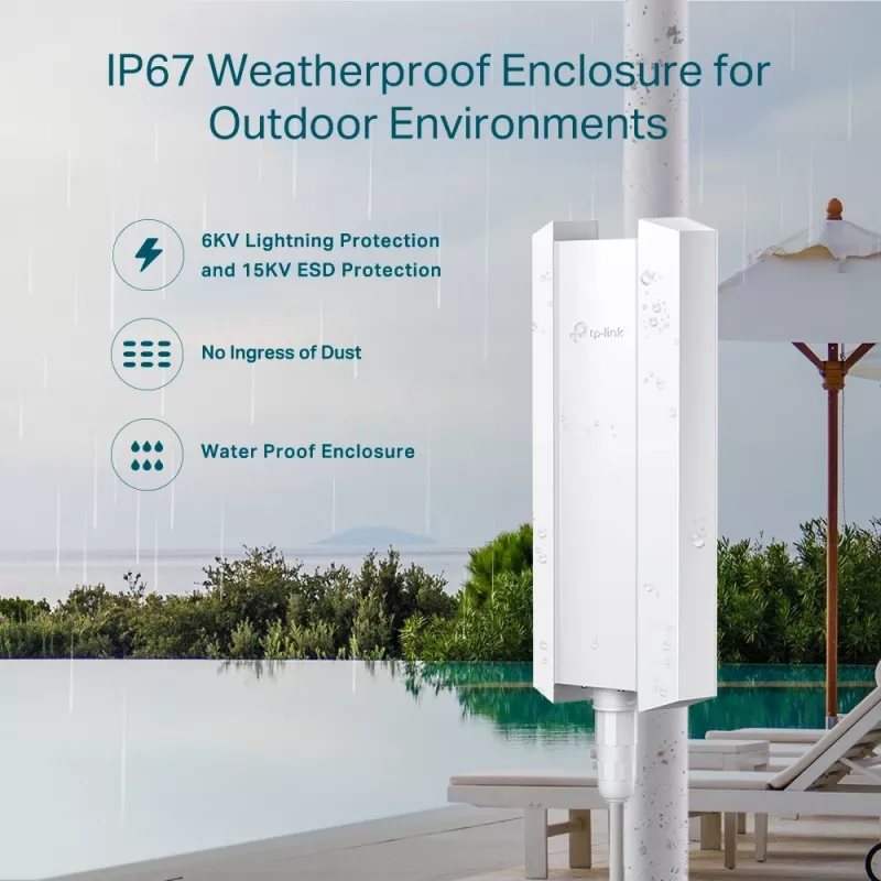 Ponto de acesso TP-Link Omada AX3000 Indoor/Outdoor WiFi 6, 2.4 GHz, 5 GHz, 3000 Mbit/s, WPA, WPA-Enterprise, WPA2, WPA2-Enterprise, WPA3, WPA3-Enterprise, 10,100,1000 Mbit/s