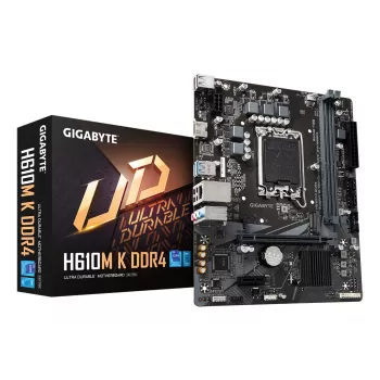 Placa-mãe GIGABYTE H610M K DDR4 - suporta CPUs Intel Core 14.ª Ger., design de energia híbrido 3+1+1 fases, até 3200 MHz DDR4, 1x PCIe 3.0 M.2, GbE LAN, USB 3.2 Gen 1