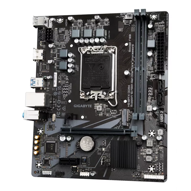 Placa-mãe GIGABYTE H610M K DDR4 - suporta CPUs Intel Core 14.ª Ger., design de energia híbrido 3+1+1 fases, até 3200 MHz DDR4, 1x PCIe 3.0 M.2, GbE LAN, USB 3.2 Gen 1