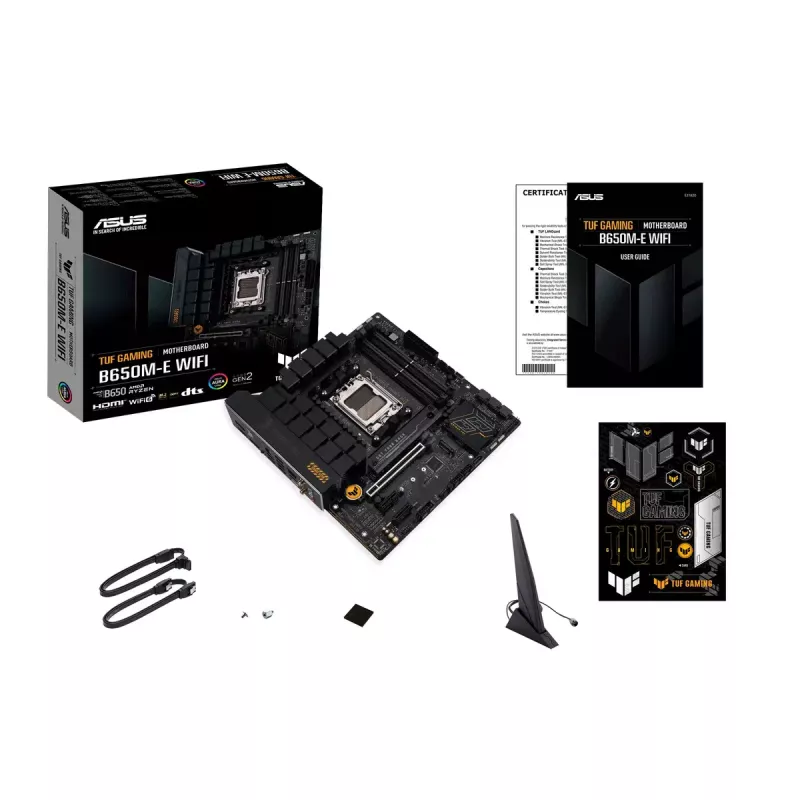 Placa-mãe ASUS TUF GAMING B650M‑E WIFI, AMD B650, Socket AM5, micro ATX, DDR5, 4x DIMM, 128 GB, Wi‑Fi 6, Bluetooth 5.2