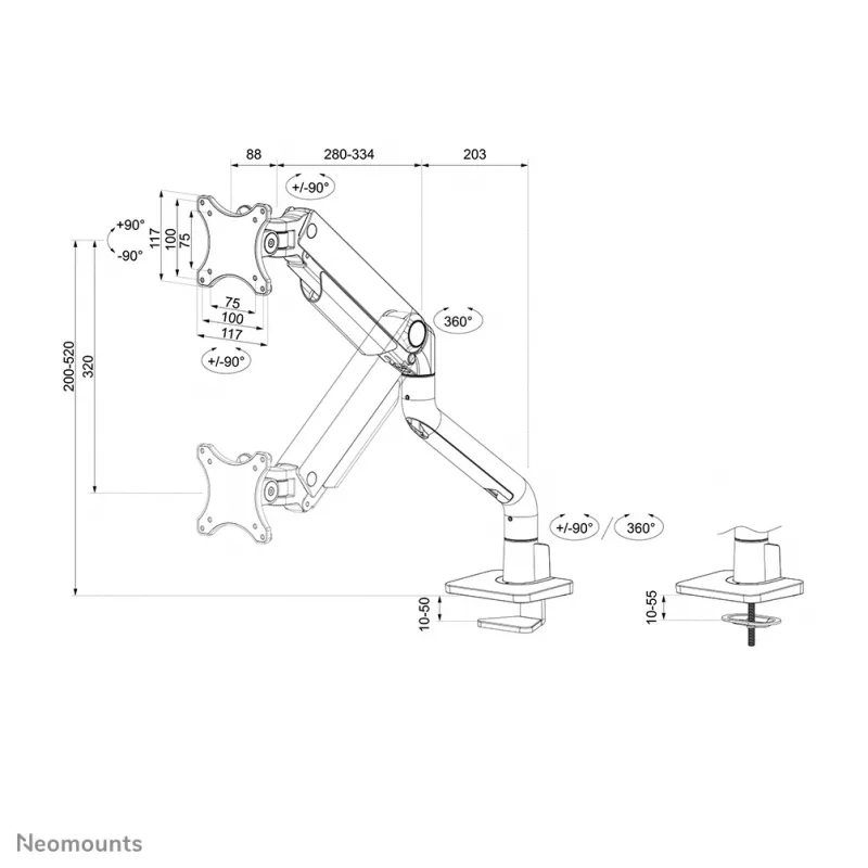 Braço para monitor Neomounts DS70S-950BL1 17-49