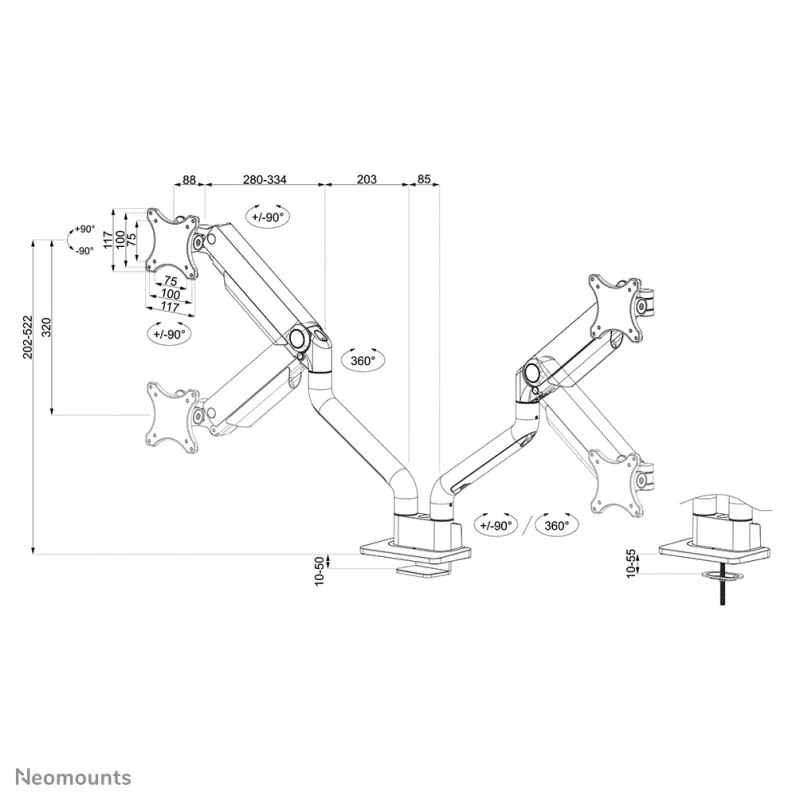 Braço para monitor Neomounts DS70S-950WH2 17-35