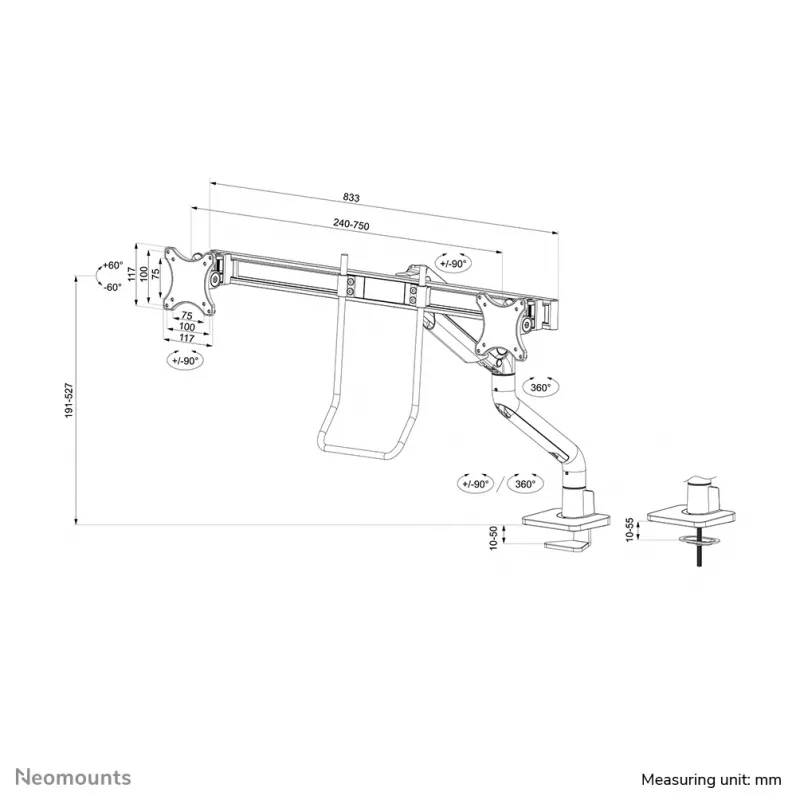 Braço para monitor Neomounts DS75S-950WH2 17-32