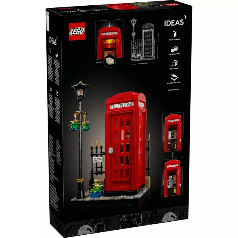 Conjunto de construção LEGO Cabine telefónica vermelha de Londres 21347 – conjunto modular de coleção, 1460 peças, 18+