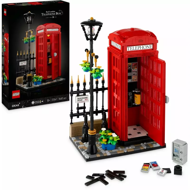 Conjunto de construção LEGO Cabine telefónica vermelha de Londres 21347 – conjunto modular de coleção, 1460 peças, 18+