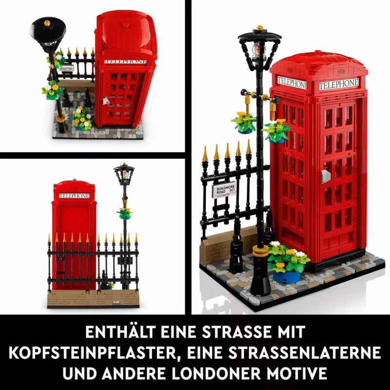 Conjunto de construção LEGO Cabine telefónica vermelha de Londres 21347 – conjunto modular de coleção, 1460 peças, 18+