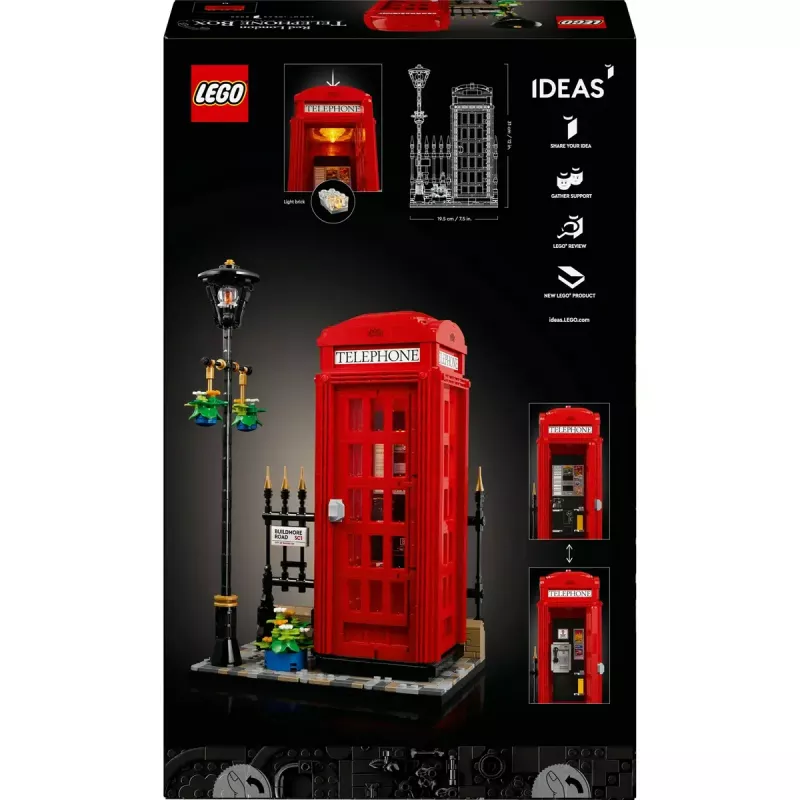 Conjunto de construção LEGO Cabine telefónica vermelha de Londres 21347 – conjunto modular de coleção, 1460 peças, 18+