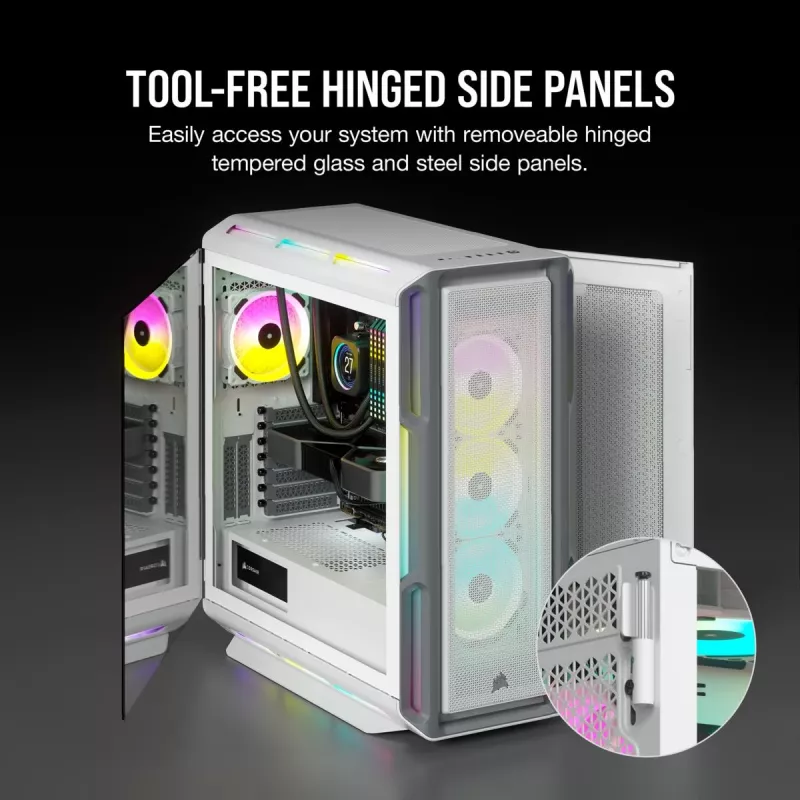 Caixa de PC mid-tower ATX CORSAIR - iCUE 5000T - RGB vidro temperado - branco