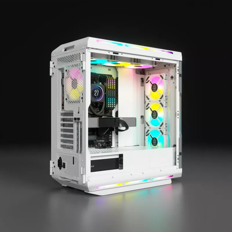 Caixa de PC mid-tower ATX CORSAIR - iCUE 5000T - RGB vidro temperado - branco