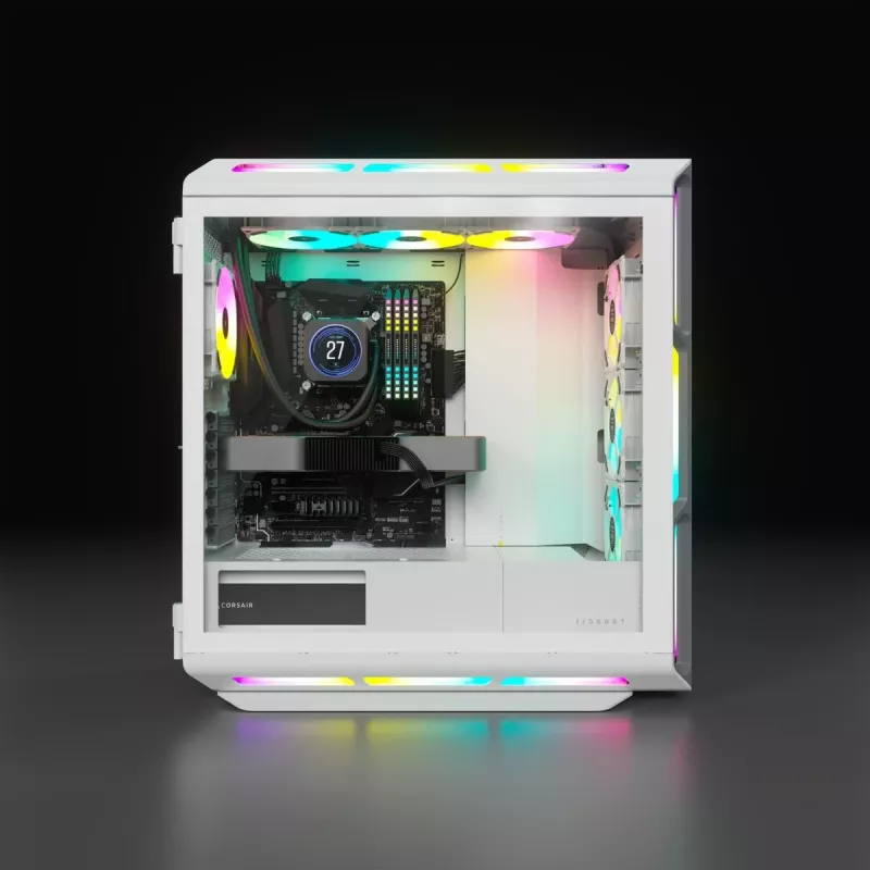 Caixa de PC mid-tower ATX CORSAIR - iCUE 5000T - RGB vidro temperado - branco