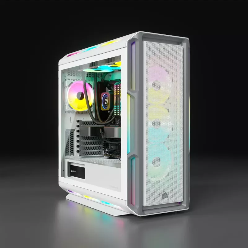 Caixa de PC mid-tower ATX CORSAIR - iCUE 5000T - RGB vidro temperado - branco