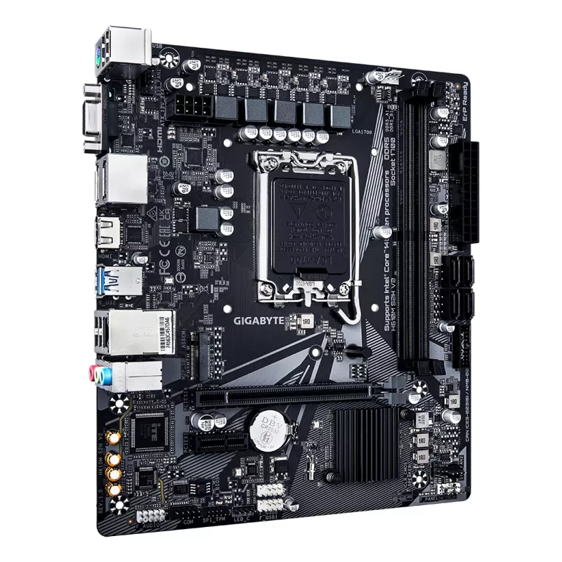 Placa-mãe GIGABYTE H610M S2H V2 - Compatível com CPUs Intel Core 14.ª geração, VRM digital híbrido 4+1+1 fases, até 5600MHz DDR5, 1xPCIe 3.0 M.2, GbE LAN, USB 3.2 Gen 1