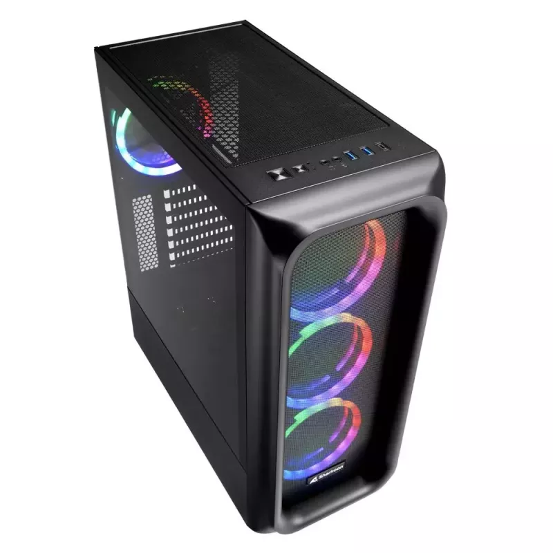 Caixa de PC Sharkoon TK5M RGB ATX desktop preta