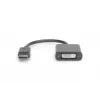 Cabo adaptador DisplayPort DIGITUS ASSMANN, DP - DVI (24+5) M/F, 15cm com bloqueio, compatível com DP 1.2, CE preto