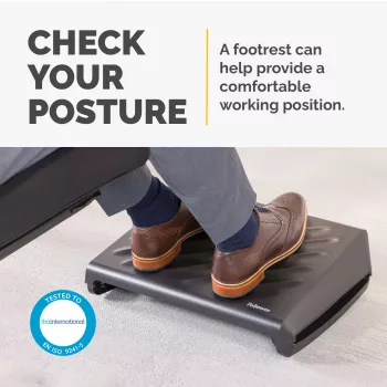 Fellowes apoio de pés sob a secretária - Breyta apoio de pés ergonómico com superfície texturada - banco de apoio de pés para escritório e casa - preto