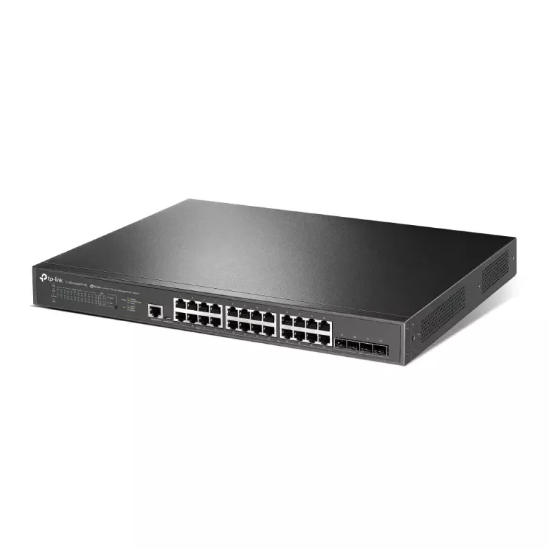 TP-Link Omada Switch gerido L2+ 24 portas 2.5GBASE-T e 4 portas 10GE SFP+ com 16 portas PoE+ & 8 portas PoE++