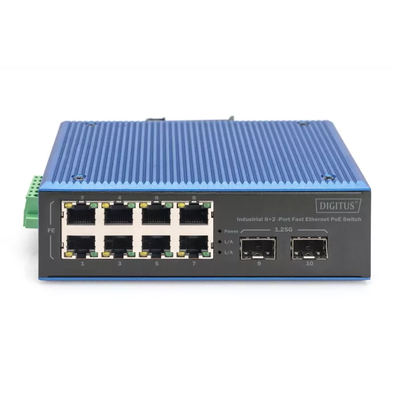 Switch não gerido DIGITUS DN-651147 Fast Ethernet 8+2 portas PoE 1 Gbit/s