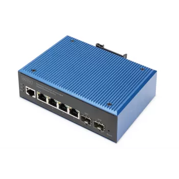 DIGITUS switch Gigabit Ethernet L2 gerido industrial 4+2 portas 4xGE RJ45 + 2 portas SFP