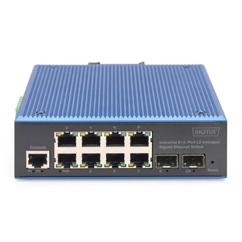 DIGITUS switch Gigabit Ethernet L2 gerido industrial 8+2 portas 8x GE RJ45 + 2 portas SFP