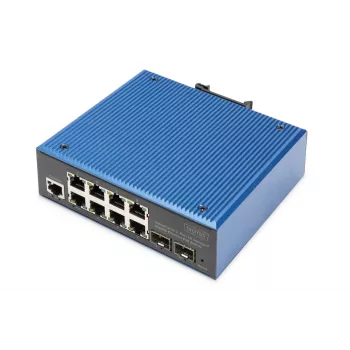 DIGITUS switch Ethernet PoE Gigabit L2 gerido industrial 8+2 portas 8xGE RJ45 + 2 portas SFP IEEE802.3at (30W)