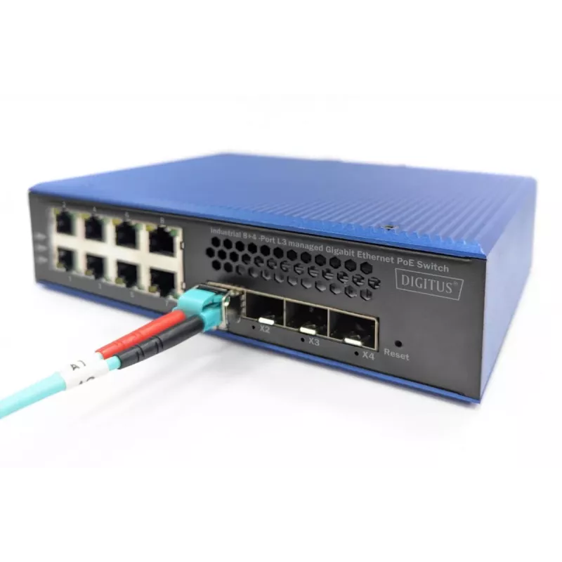 Switch industrial Digitus DN-651161 L3 gerido Gigabit PoE, 8+4 portas uplink 10G