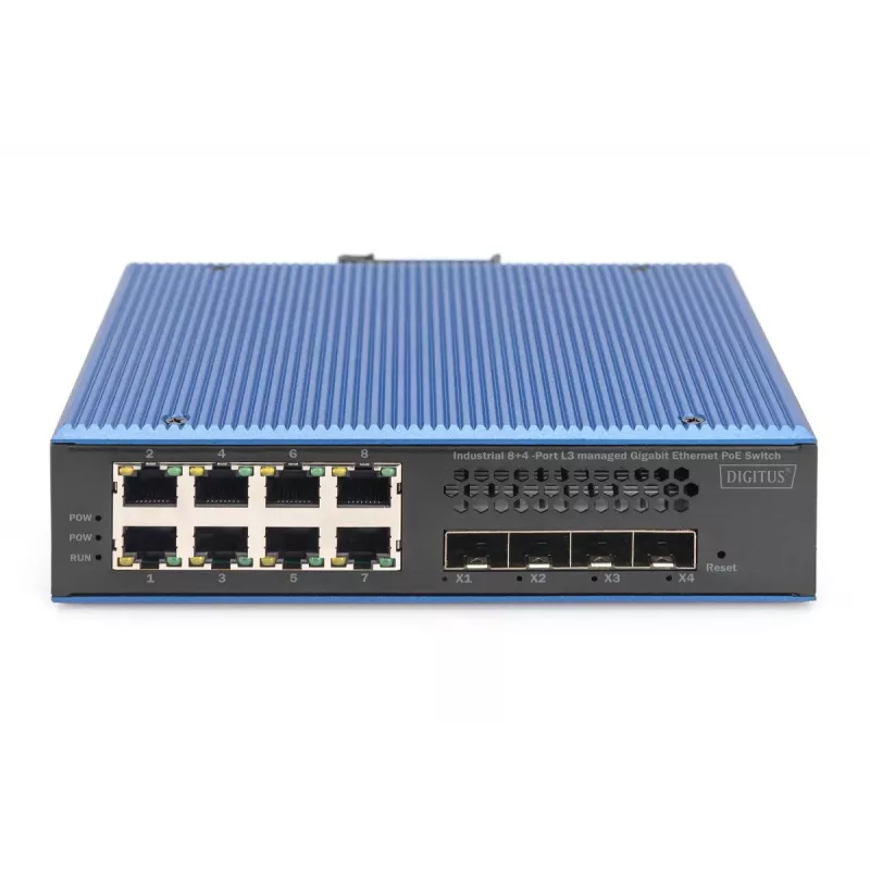 Switch industrial Digitus DN-651161 L3 gerido Gigabit PoE, 8+4 portas uplink 10G