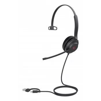 Yealink UH37 Mono Teams headset USB-C/A com fios, 20 - 20000 Hz, escritório/call center, 96,5 g, headset, preto