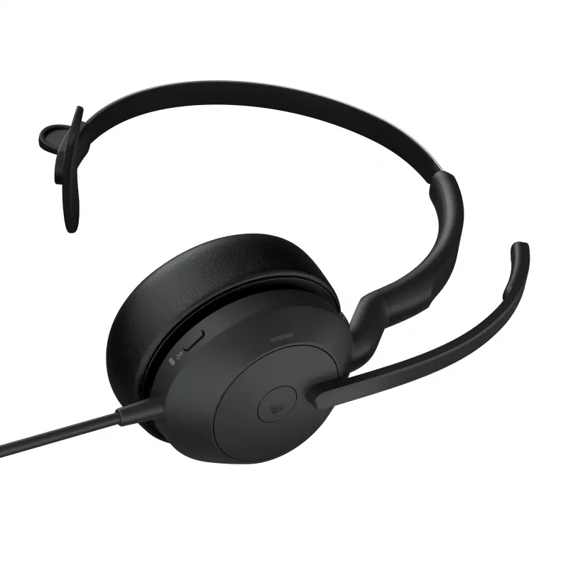 Jabra Evolve2 50 USB-A MS Mono auricular com microfone, com fio e Bluetooth, 20 - 20000 Hz, escritório/call center, 99 g, preto
