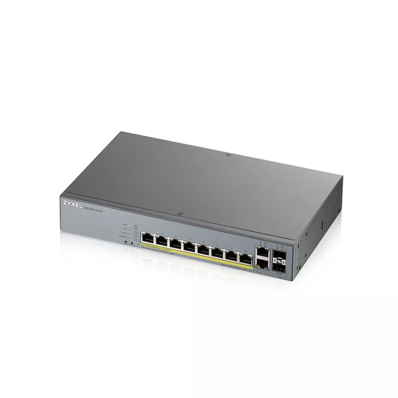 Switch de rede Zyxel GS1350-12HP-EU0101F gerido L2 Gigabit Ethernet (10/100/1000) Power over Ethernet (PoE) cinzento