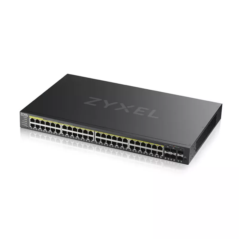 Switch de rede Zyxel GS2220-50HP-EU0101F gerido L2 Gigabit Ethernet (10/100/1000) Power over Ethernet (PoE) preto