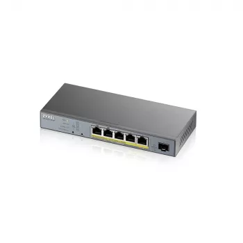 Switch de rede Zyxel GS1350-6HP-EU0101F gerido L2 Gigabit Ethernet (10/100/1000) Power over Ethernet (PoE) cinzento